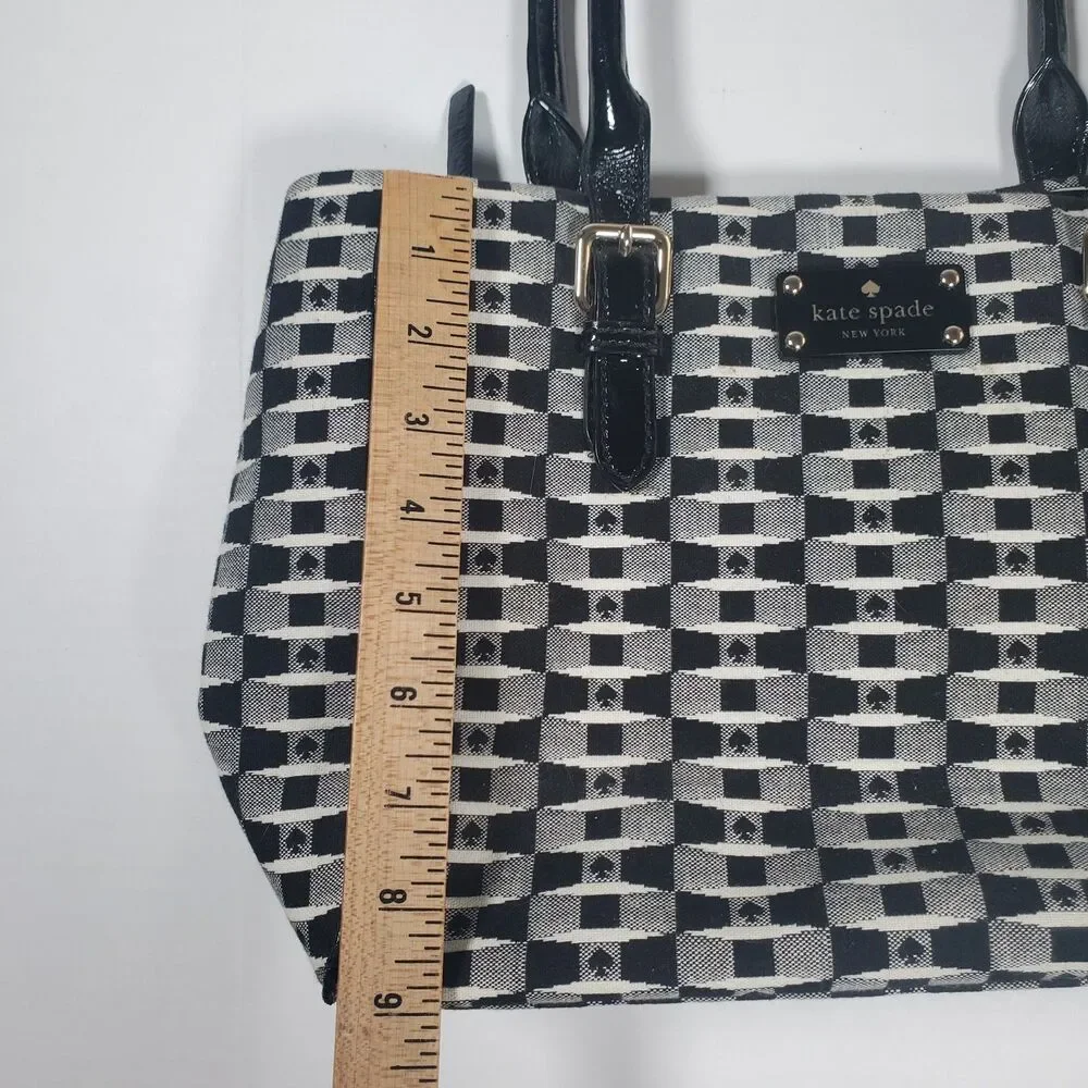 Kate Spade Women’s Bag Medium Black White Geometric Jacquard Handbag 9